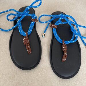 Holzweiler Rope Sandals Blue Brown Lace Up Sport Sandals EU 39 Made in Italy